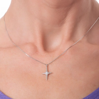 Oxzen ασημένιο κολιέ σταυρός με ιδιαίτερο σχήμα