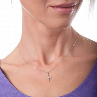 Oxzen ασημένιο κολιέ σταυρός με ιδιαίτερο σχήμα