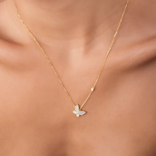 Oxzen ασημένιο κολιέ πεταλούδα από φίλντισι