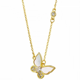 Oxzen ασημένιο κολιέ πεταλούδα από φίλντισι