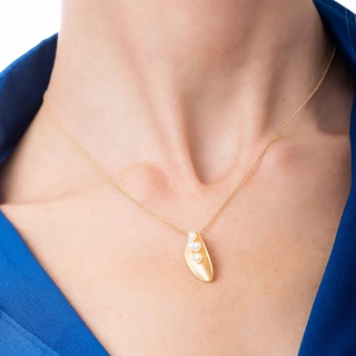 Oxzen ασημένιο κολιέ επιχρυσωμένο με πέρλες χειροποίητο