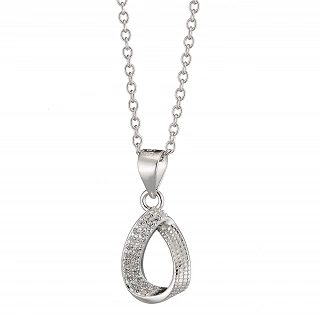 Oxzen ασημένιο κολιέ με λευκά ζιργκόν