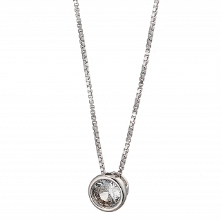 Oxzen ασημένιο κολιέ με στρογγυλό ζιργκόν