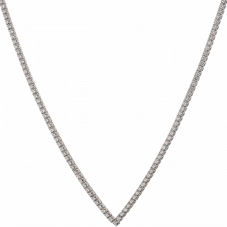 Oxzen ασημένιο κολιέ ριβιέρα σε σχήμα V με ζιργκόν