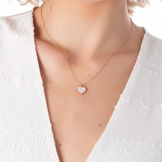 Oxzen ασημένιο κολιέ καρδιά με φίλντισι