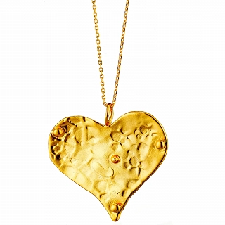 Oxzen ασημένιο κολιέ επιχρυσωμένη καρδιά σφυρήλατη με ιδιαίτερο σχέδιο