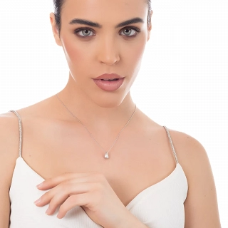 Oxzen γυναικείο ασημένιο κολιέ, σταγόνα