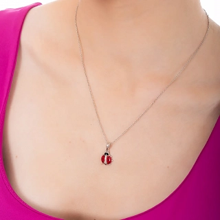 Oxzen κολιέ ασημένιο επιπλατινωμένο παιδικό-εφηβικό πασχαλίτσα