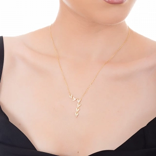 Oxzen ασημένιο κολιέ με καρδιές στη σειρά και πέτρες ζιργκόν