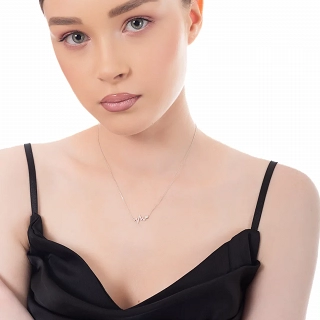 Oxzen ασημένιο κολιέ καρδιογράφημα