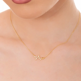 Oxzen ασημένιο κολιέ καρδιογράφημα