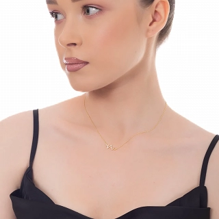 Oxzen ασημένιο κολιέ καρδιογράφημα