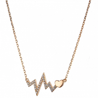 Oxzen ασημένιο κολιέ καρδιογράφημα