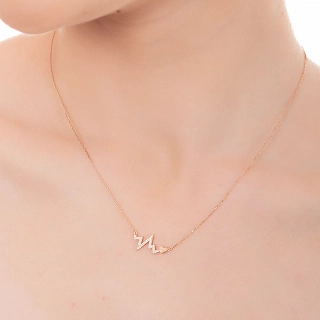 Oxzen ασημένιο κολιέ καρδιογράφημα