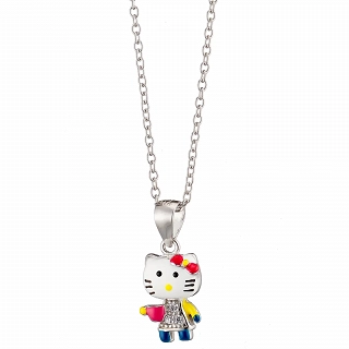 Oxzen κολιέ ασημένιο επιπλατινωμένο παιδικό-εφηβικό Hello Kitty