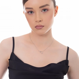 Oxzen ασημένιο κολιέ καρδιά με άπειρο και ζιργκόν