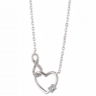 Oxzen ασημένιο κολιέ καρδιά με άπειρο και ζιργκόν