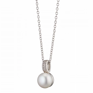 Oxzen ασημένιο κολιέ με πέρλα και ζιργκόν