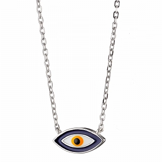 Oxzen ασημένιο κολιέ ματάκι μπλέ