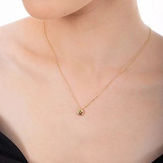 Oxzen ασημένιο κολιέ, καρδούλα μικρή με φίλντισι διπλής όψης