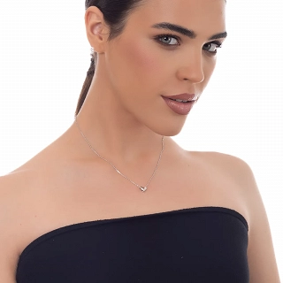 Oxzen ασημένιο κολιέ μικρή καρδούλα