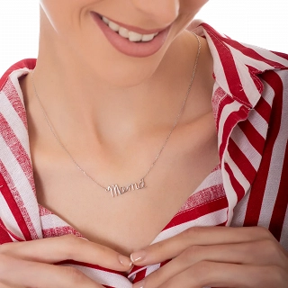 Oxzen κολιέ ασημένιο, mama