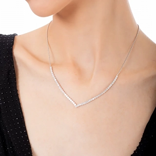 Oxzen ασημένιο κολιέ ριβιέρα με αλυσίδα σε σχήμα V