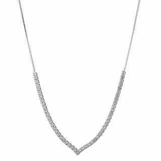 Oxzen ασημένιο κολιέ ριβιέρα με αλυσίδα σε σχήμα V