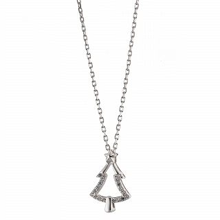 Oxzen ασημένιο κολιέ χριστουγεννιάτικο δέντρο με ζιργκόν