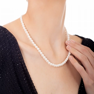 Oxzen ασημένιο κολιέ με πέρλες 7mm