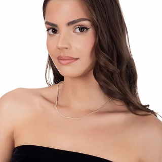 Oxzen ασημένιο κολιέ ριβιέρα με λευκά ζιργκόν