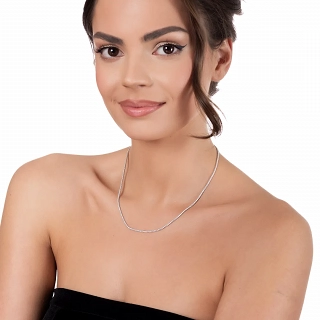 Oxzen ασημένιο κολιέ ριβιέρα με λευκά ζιργκόν