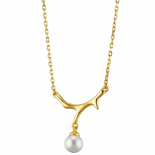 Oxzen γυναικείο κολιέ ασημένιο, επιχρυσωμένο με πέρλα