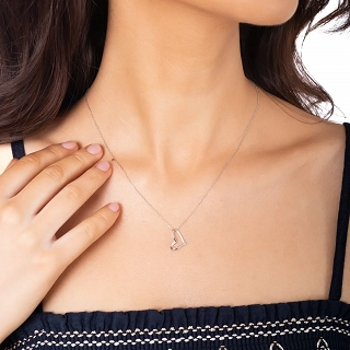 Oxzen γυναικείο κολιέ ασημένιο καρδούλα με λευκά ζιργκόν