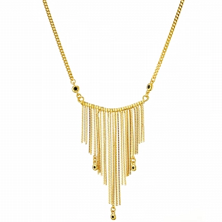 Oxzen γυναικείο χειροποίητο κολιέ ασημένιο με αλυσίδες