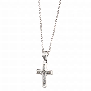 Oxzen σταυρός ασημένιος με λευκά ζιργκόν