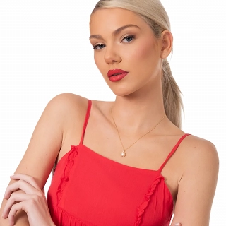 Oxzen γυναικείο κολιέ ασημένιο με πέρλα