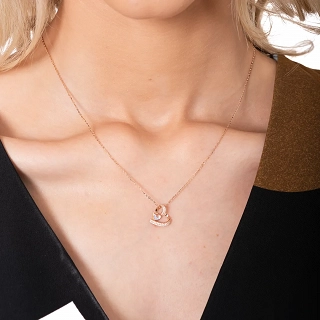 Oxzen γυναικείο κολιέ ασημένιο, καρδιά με ιριδίζον κρύσταλλο