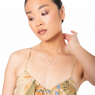 Oxzen γυναικείο κολιέ ασημένιο καρδιά με φίλντισι και τριαντάφυλλο