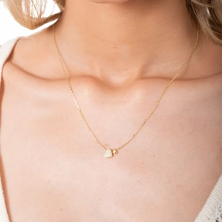 Oxzen γυναικείο κολιέ ασημένιο διπλή καρδιά