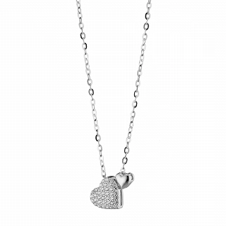 Oxzen γυναικείο κολιέ ασημένιο διπλή καρδιά