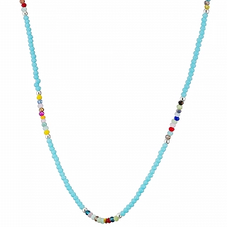 Oxzen ασημένιο κολιέ με τυρκουάζ και πολύχρωμες πέτρες