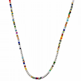 Oxzen ασημένιο κολιέ με πολύχρωμες πέτρες