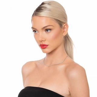 Oxzen ασημένιο κολιέ ριβιέρα με λευκά ζιργκόν 1.5 mm