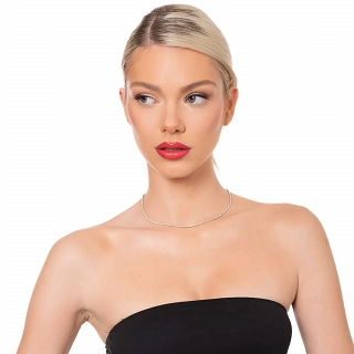 Oxzen ασημένιο κολιέ ριβιέρα με λευκά ζιργκόν 1.5 mm