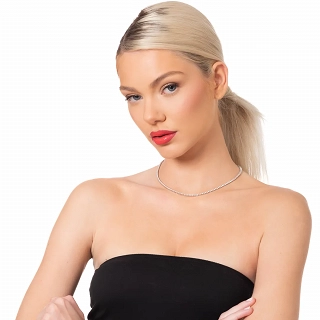 Oxzen ασημένιο κολιέ ριβιέρα με λευκά ζιργκόν 2 mm