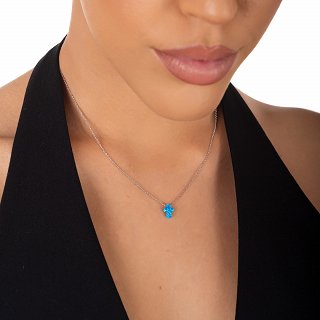 Oxzen ασημένιο κολιέ σταυρός με οπάλιο