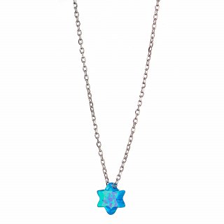 Oxzen ασημένιο κολιέ αστέρι με οπάλιο