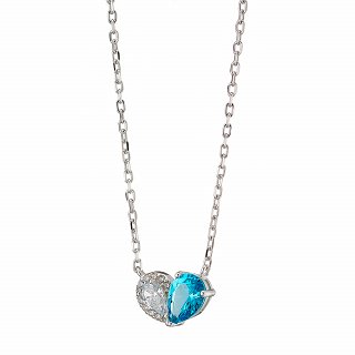 Oxzen ασημένιο κολιέ με λευκό και γαλάζιο ζιργκόν