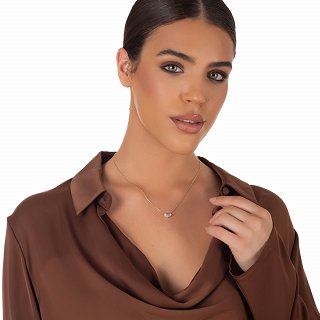 Oxzen ασημένιο κολιέ με λευκό και ροζ ζιργκόν